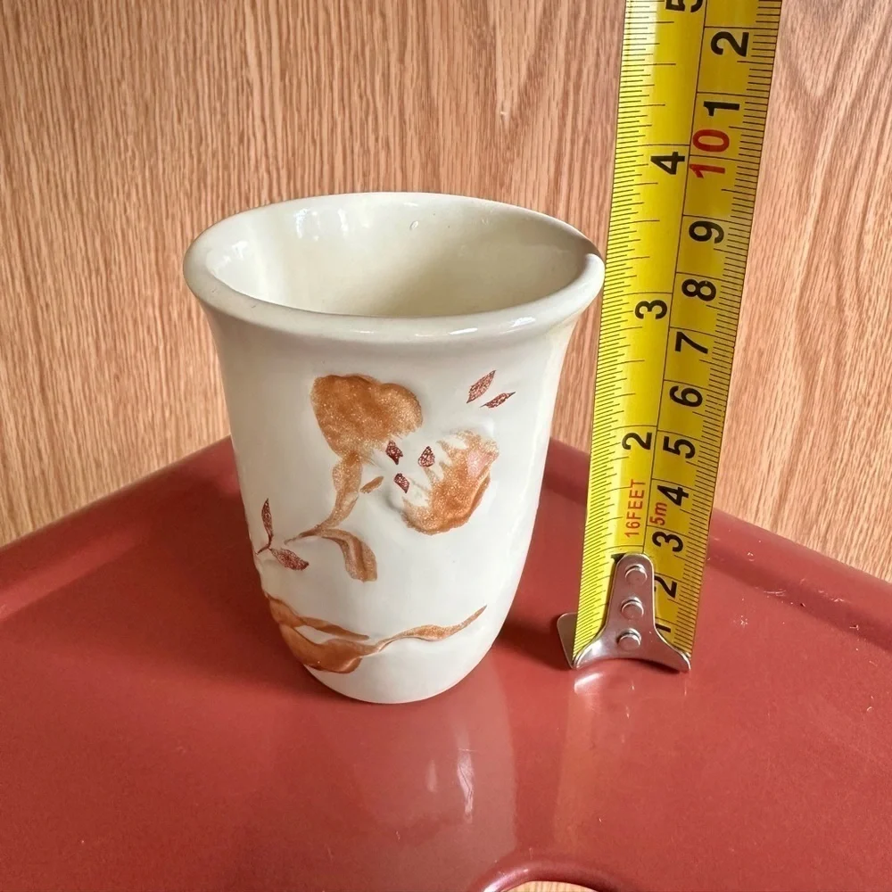 Vtg Royal Haeger 2 Piece Bathroom Set Tissue Cover Cup Ceramic Ivory Cream MCM
